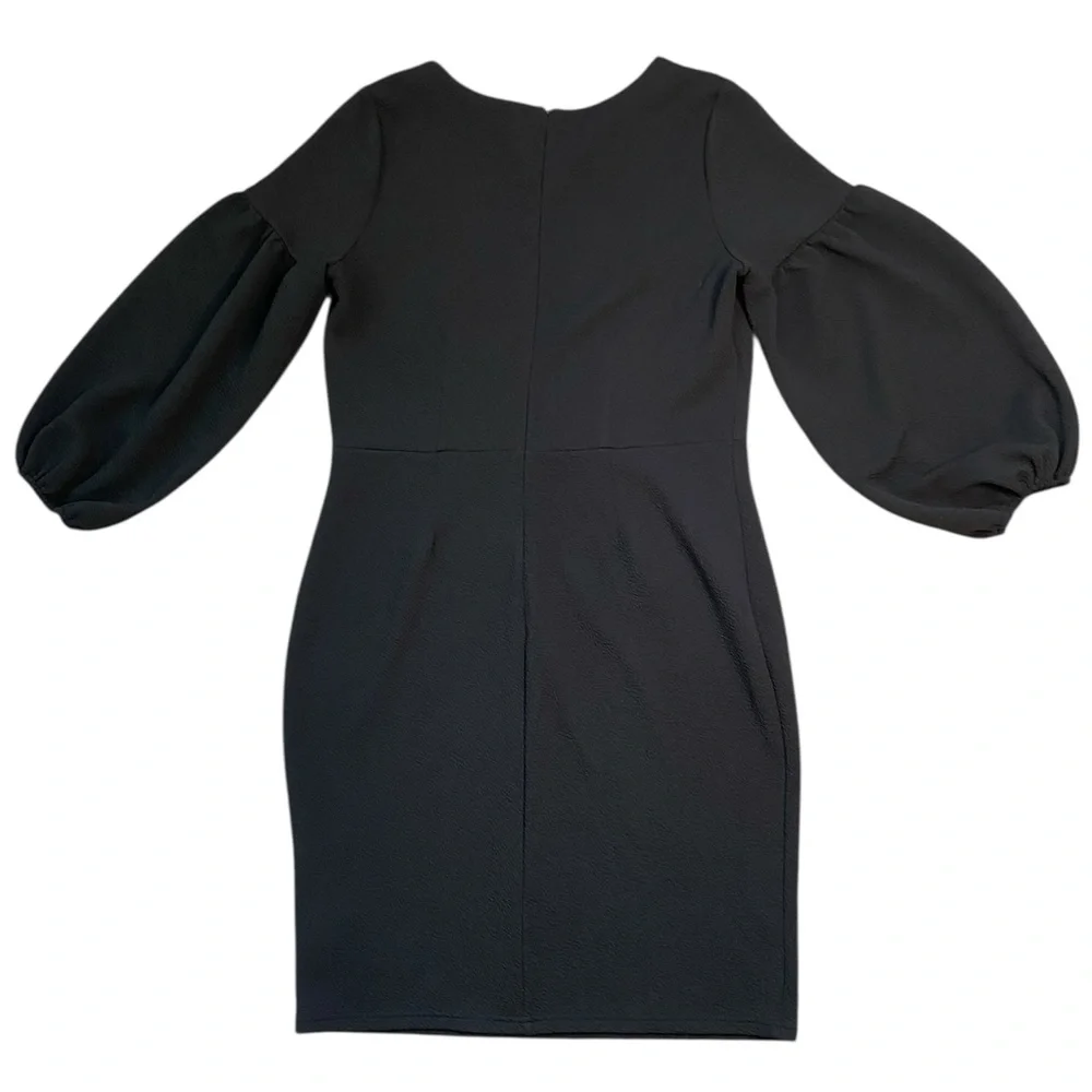 Eloquii Black Long Puff Sleeve Knee Length Dress - Picture 6 of 15